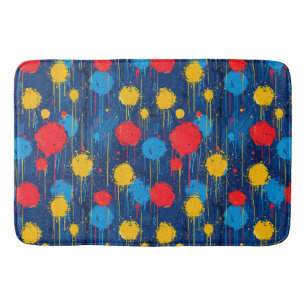 Abstract Colourful Paint Splatters Bath Mat