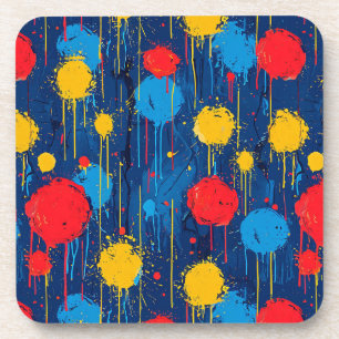 Abstract Colourful Paint Splatters Coaster