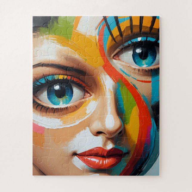 Abstract Colourful Painted Face Jigsaw Puzzle (Vertical)