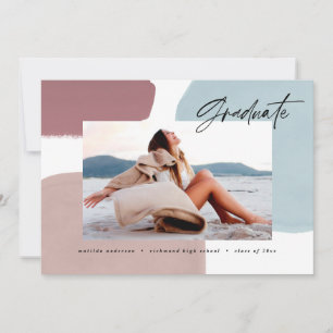 Abstract colourful painted photo graduation party announcement