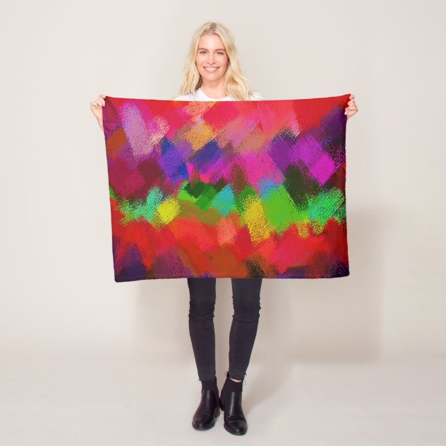 Abstract Colourful Painting #3 Fleece Blanket (In Situ)