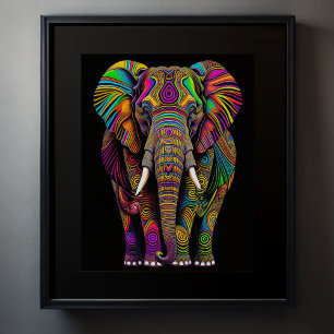 Abstract Colourful Painting of an Elephant 5:4 Poster