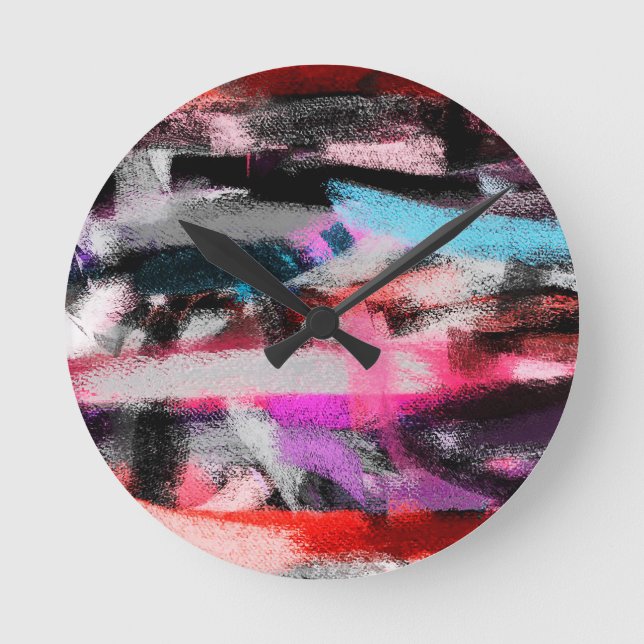 Abstract Colourful Painting Round Clock (Front)