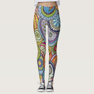Abstract Colourful Paisleys Pattern  Leggings