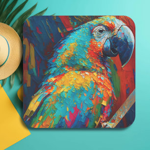 Abstract Colourful Parrot  Square Sticker