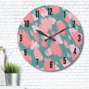 Abstract Colourful Pattern Large Clock