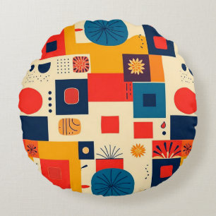 Abstract colourful pattern round cushion