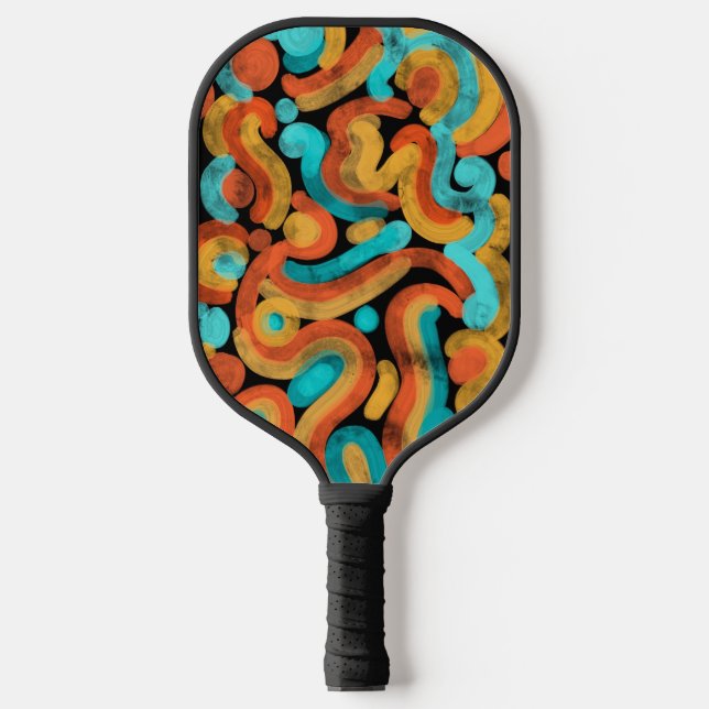 Abstract colourful pickleball paddle (Front)