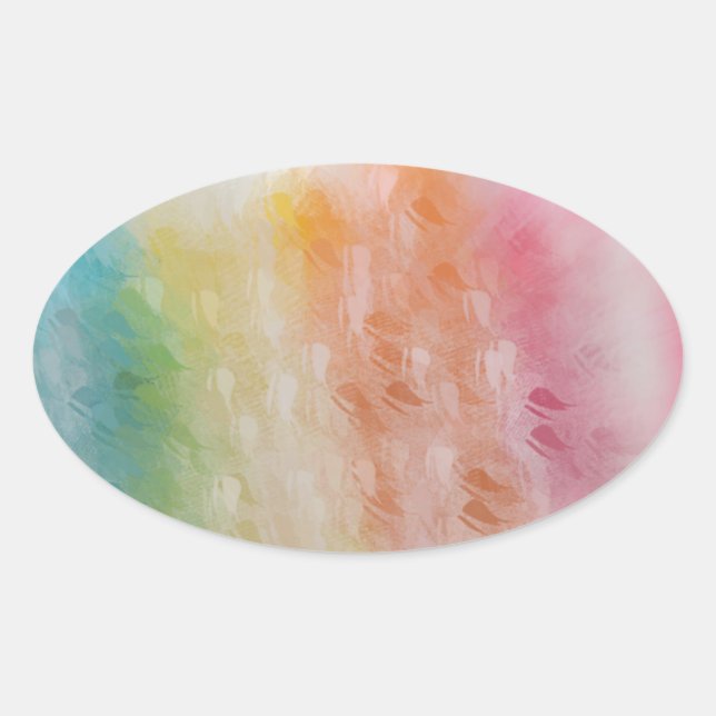 Abstract Colourful Pink Red Yellow Blue Blank Oval Sticker (Front)