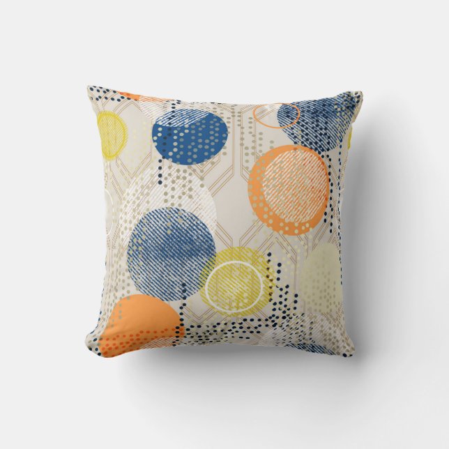 Abstract colourful polka dot  cushion (Front)