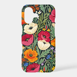 Abstract Colourful Poppies Butterflies iPhone Case