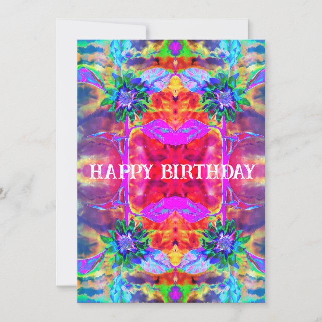  Abstract colourful  psychedelic chakra sunflower  Holiday Card (Front)