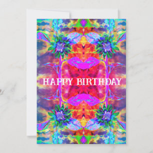  Abstract colourful  psychedelic chakra sunflower  Holiday Card
