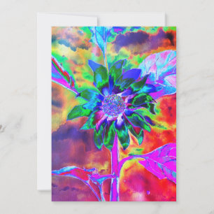  Abstract colourful  psychedelic chakra sunflower  Invitation