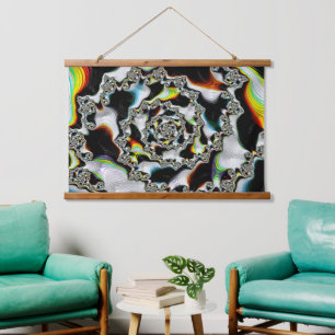Abstract Colourful Psychedelic Spiral Fractal Hanging Tapestry