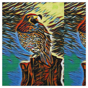 Abstract Colourful Quail Fabric