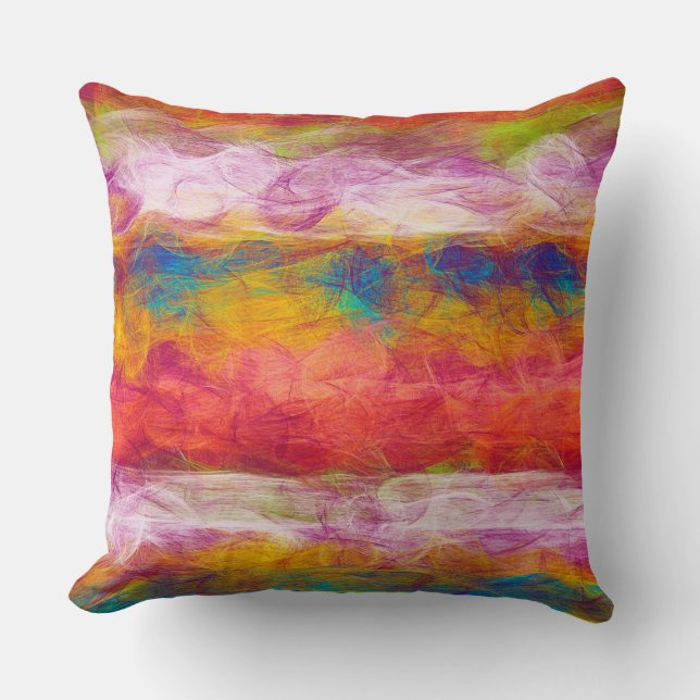 Abstract Colourful Radial Pastel Pattern Cushion (Front)