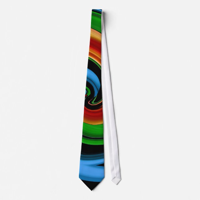 Abstract Colourful Rainbow Swirl Tie (Front)