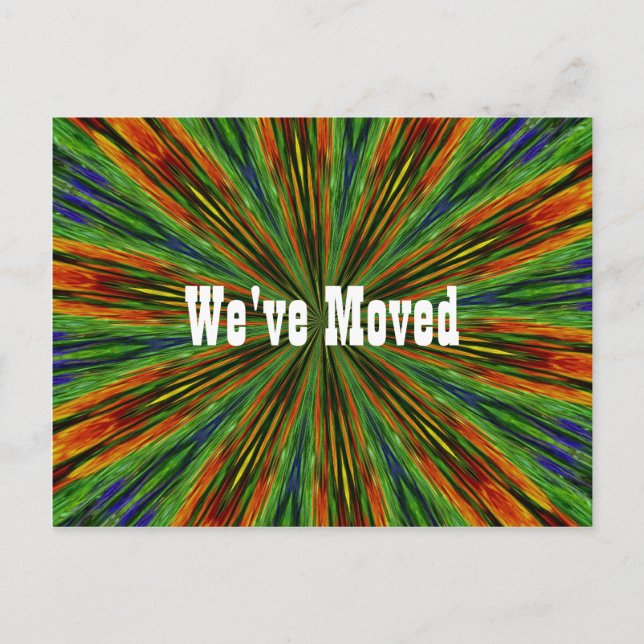 Abstract Colourful Rays New Address Moving Announcement Postcard (Front)