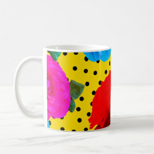 Abstract Colourful Real Roses and Metallic Leaves  Coffee Mug