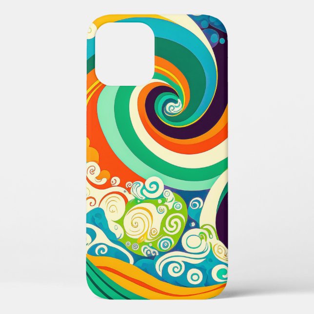 Abstract Colourful Retro 70s Hippie Waves Artwork  Case-Mate iPhone Case (Back)