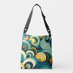 Abstract Colourful Retro 70s Hippie Waves Artwork  Crossbody Bag