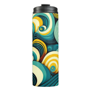 Abstract Colourful Retro 70s Hippie Waves Artwork  Thermal Tumbler