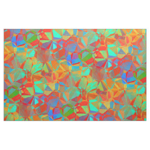 Abstract Colourful Retro Geometric Mosaic Pattern Fabric