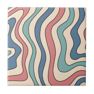 Abstract Colourful Retro Wavy Stripe Modern Elegan Ceramic Tile