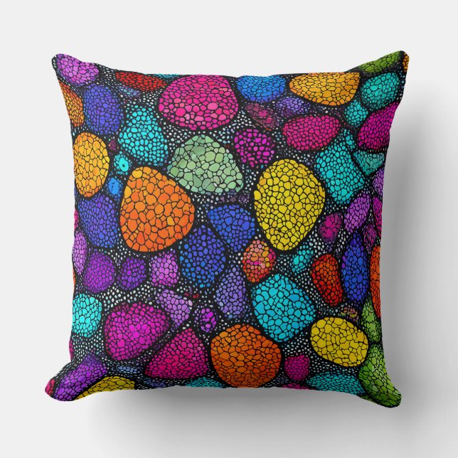 Abstract colourful rocks cushion (Front)