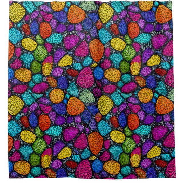 Abstract colourful rocks shower curtain (Front)