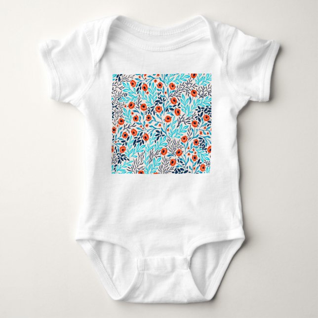 Abstract Colourful Roses: Vintage Floral Baby Bodysuit (Front)