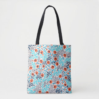Abstract Colourful Roses: Vintage Floral Tote Bag