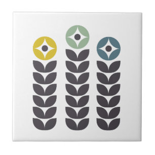 Abstract colourful Scandinavian flowers Ceramic Tile