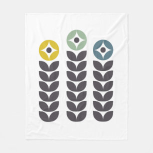 Abstract colourful Scandinavian flowers Fleece Blanket