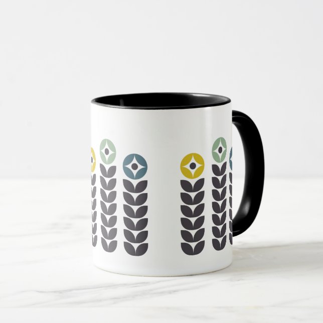 Abstract colourful Scandinavian flowers Mug (Front Right)