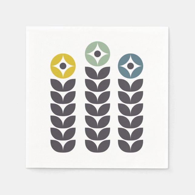 Abstract colourful Scandinavian flowers Napkin (Front)