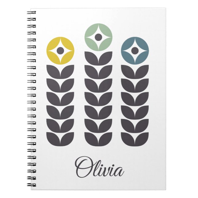 Abstract colourful Scandinavian flowers Notebook (Front)