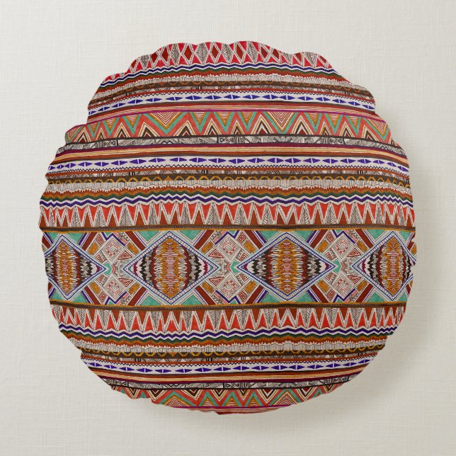 Abstract Colourful: Seamless Pattern Background. Round Cushion (Front)