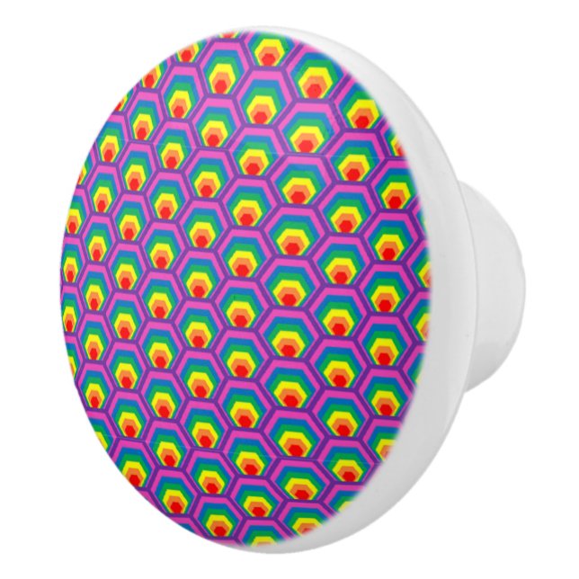 Abstract colourful shapes ceramic knob (Right)