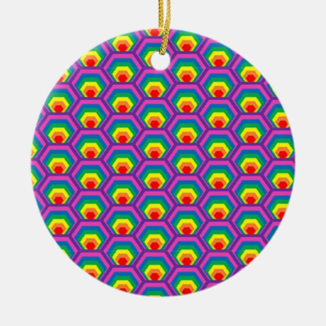 Abstract colourful shapes ceramic ornament (Front)