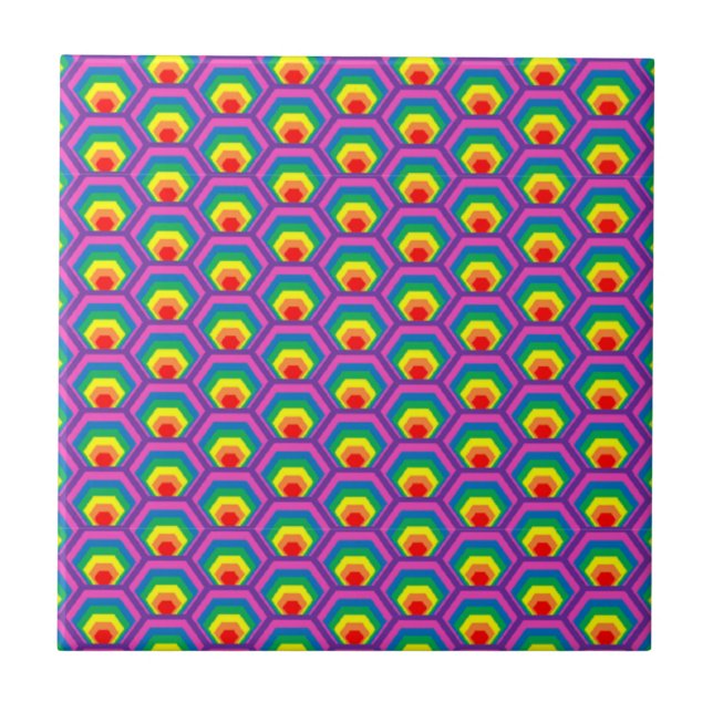 Abstract colourful shapes ceramic tile (Front)
