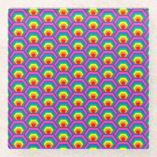 Abstract colourful shapes glass coaster