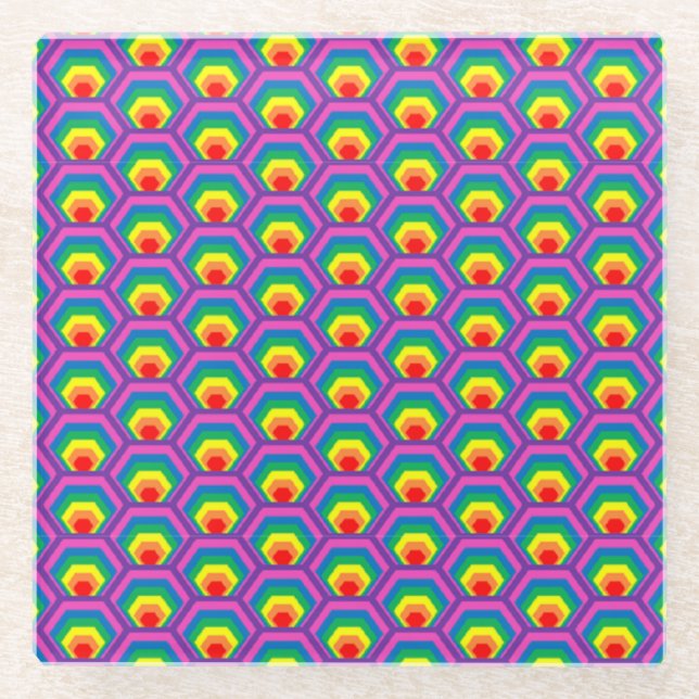 Abstract colourful shapes glass coaster (Front)