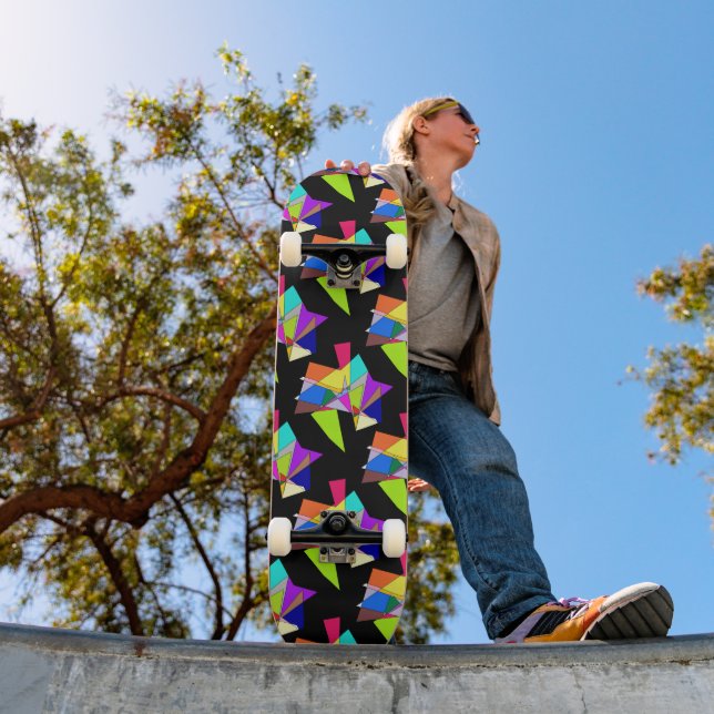 Abstract colourful shapes pattern skateboard (Outdoor 1)