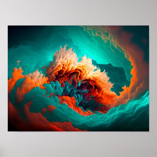 Abstract colourful smoke cloud wave pattern. poster (Front)