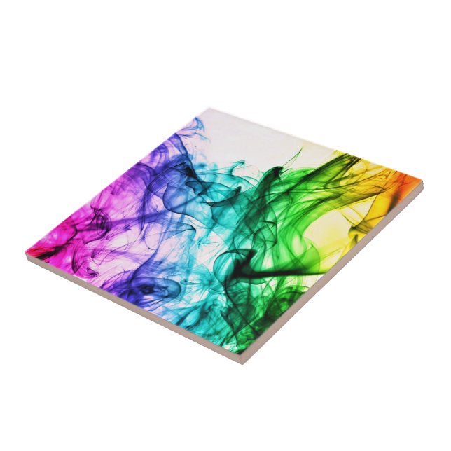 Abstract Colourful Smoke - Fantasy Waves - Art Ceramic Tile (Side)