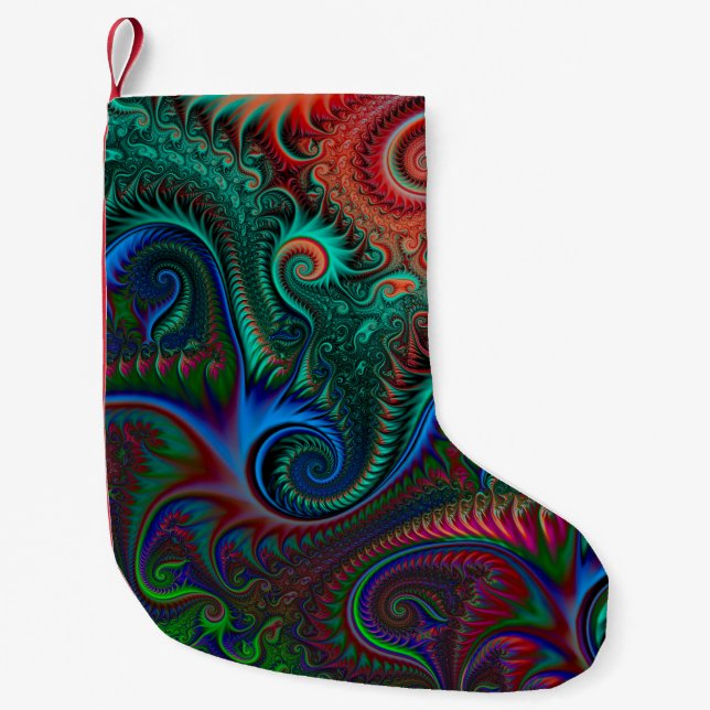 Abstract Colourful Spiral Pattern  Small Christmas Stocking (Front)