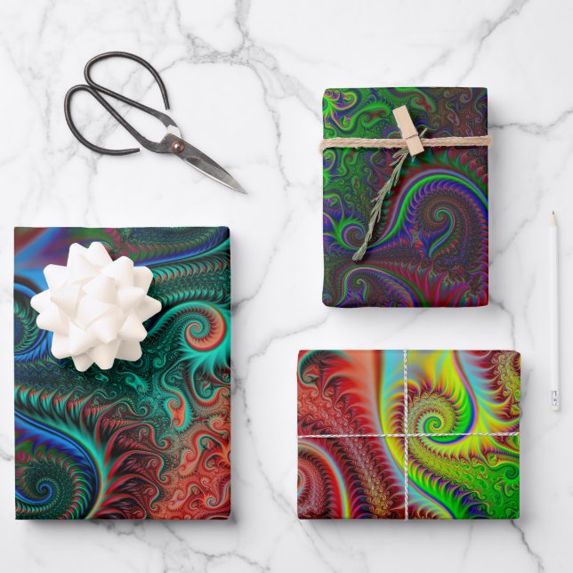 Abstract Colourful Spiral Pattern  Wrapping Paper Sheet (Front)
