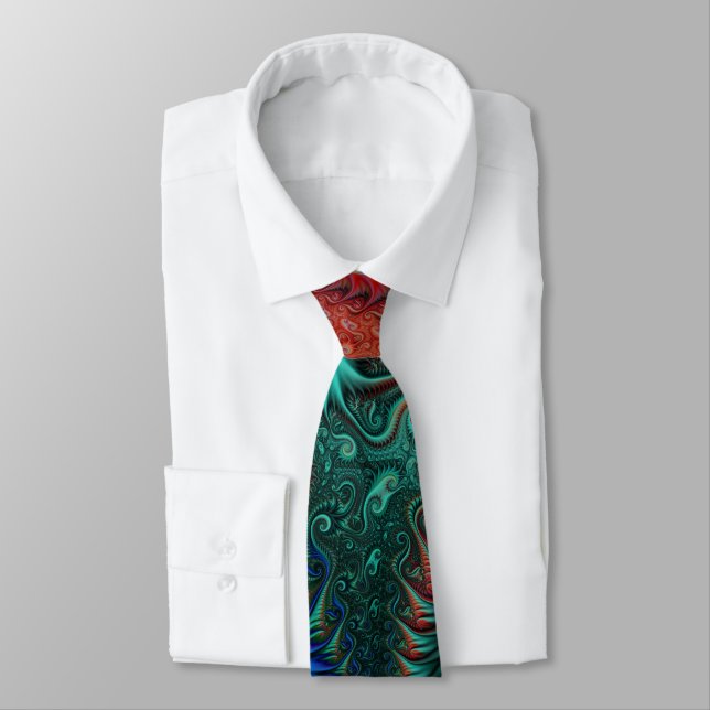 Abstract Colourful Spirals Pattern Tie (Tied)